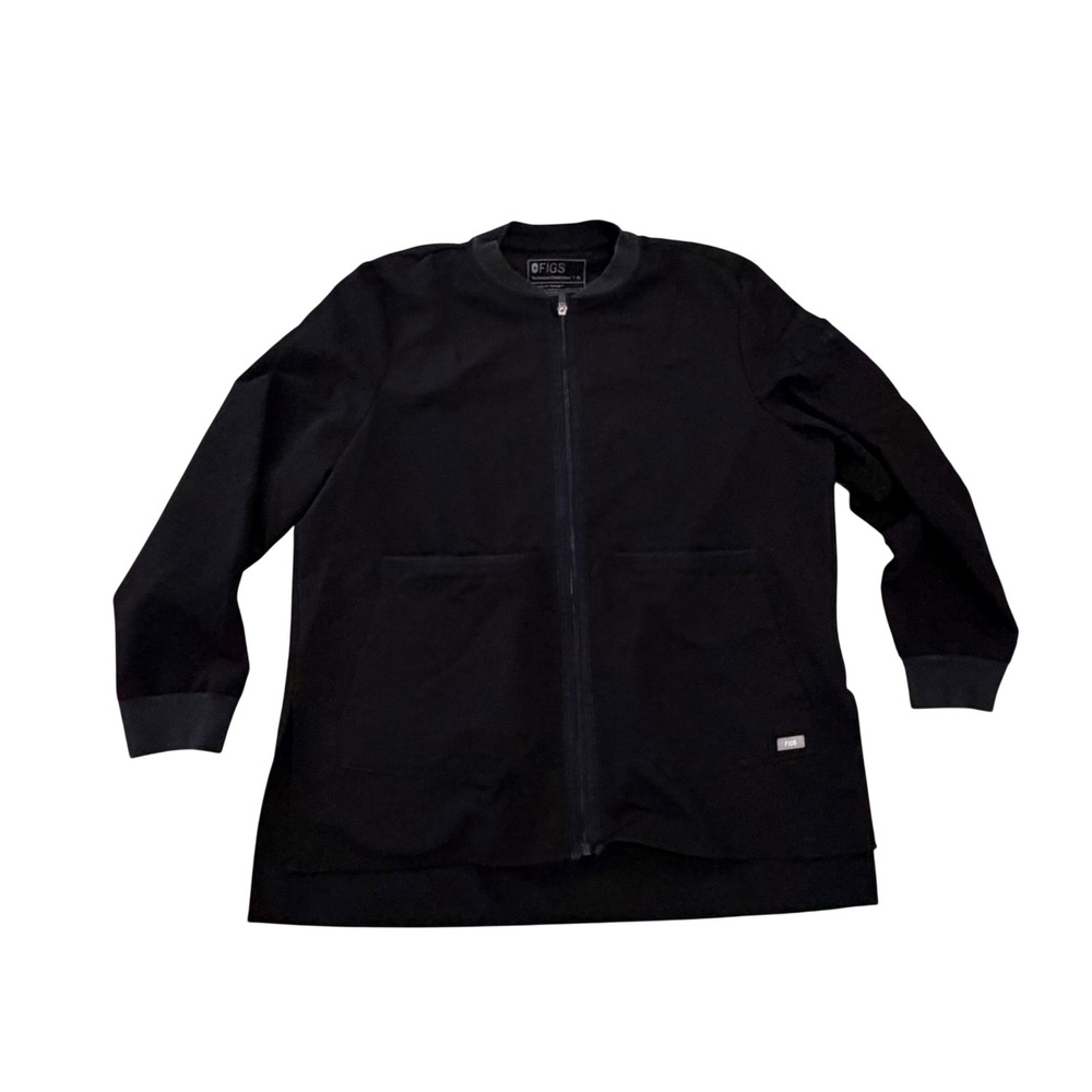 FIGS Bellery Scrub Jacket Black Full Zip sz XL Nurse workwear lightweight
